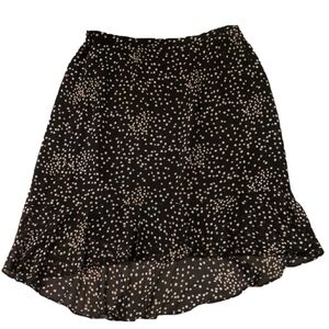 Talbots Skirt Pure Silk Polka Dot Hi-Lo Ruffle Hem Midi Size 14 Petite